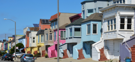 a street of colorful homes in San Francisco