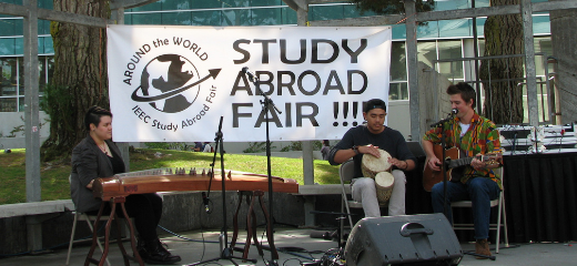 Student band performing at the study abroad fair