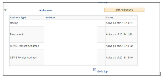 example screenshot for reporting address for SEVIS