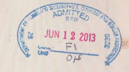 Passport entry stamp example