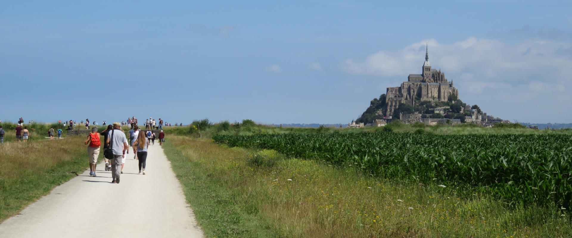 Road with Mont-Saint-Michel in the distance