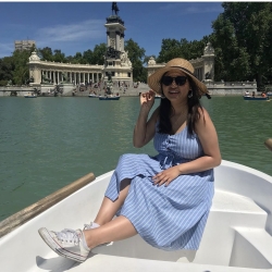 Girl on boat in lake