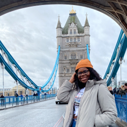Girl on Tower Bridge in London